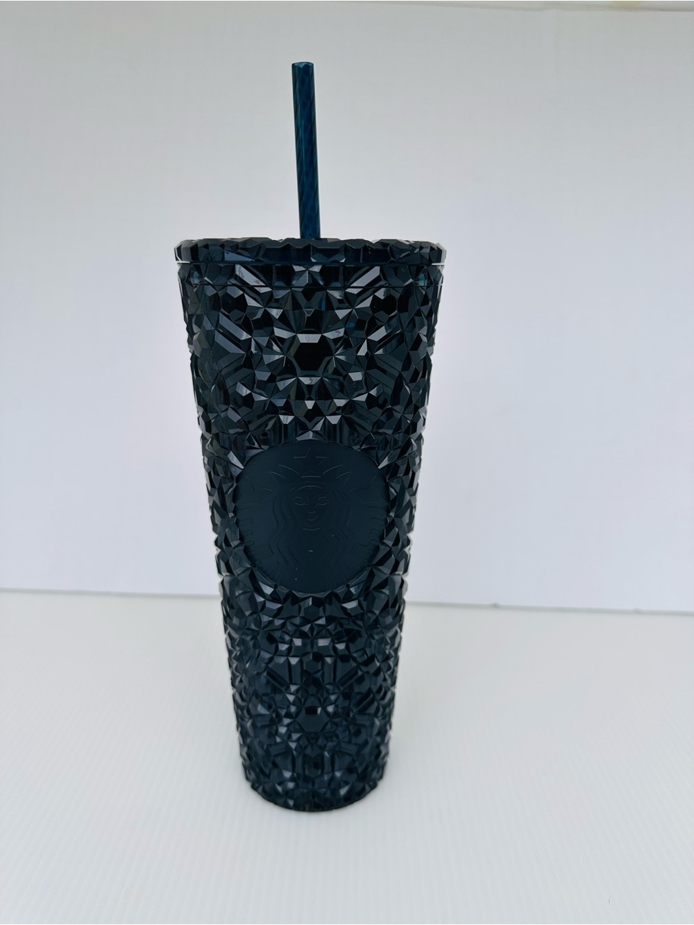 Starbucks Midnight Navy Blue Gem Geometric Crystal Tumbler 24oz Cold Cup NEW